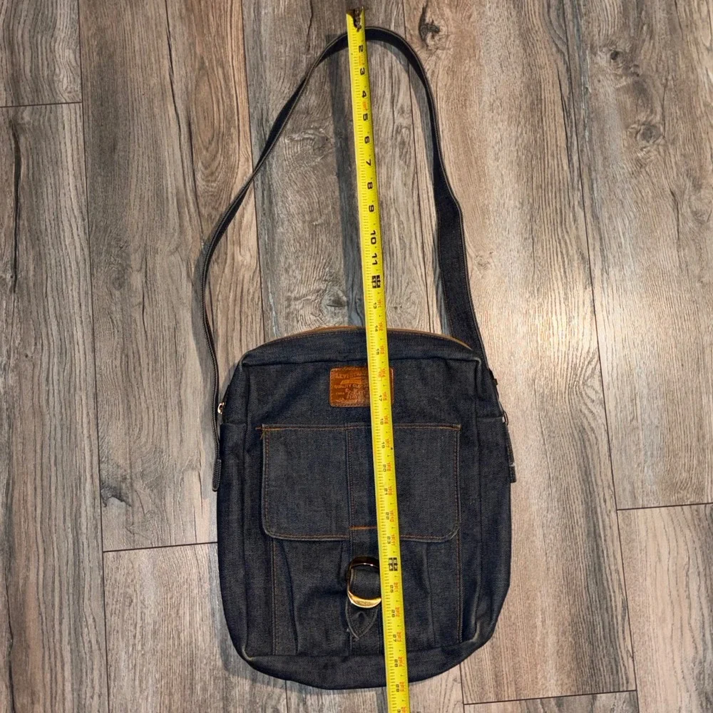 Vintage 60s 70s Levi Strauss Co Denim Crossbody Messenger Bag Dark Indigo Buckle